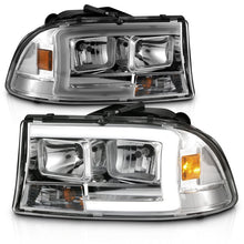 Load image into Gallery viewer, ANZO 97-04 Dodge Dakota/Durango Crystal headlight Set w/ Light Bar Chrome Housing