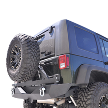 Load image into Gallery viewer, DV8 Offroad 07-18 Jeep Wrangler JK Rear Aluminum Bumper w/ Tire Carrier - Black