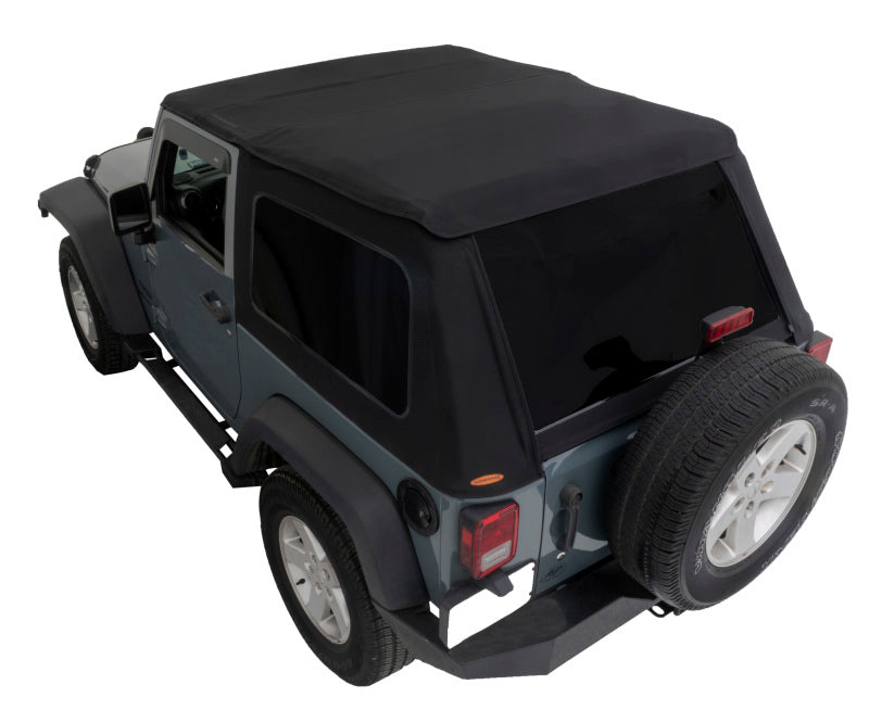 Bushwacker 07-18 Jeep Wrangler JK 4-Door Trail Armor Twill Flat Back Soft Top - Black