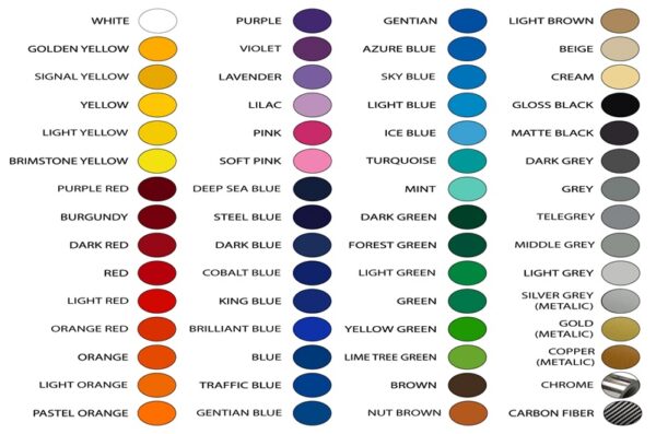 Official Licensed Camaro Vinyl Color Options