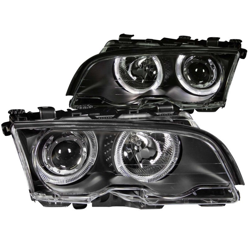 ANZO 1999-2001 BMW 3 Series E46 Projector Headlights w/ Halo Black