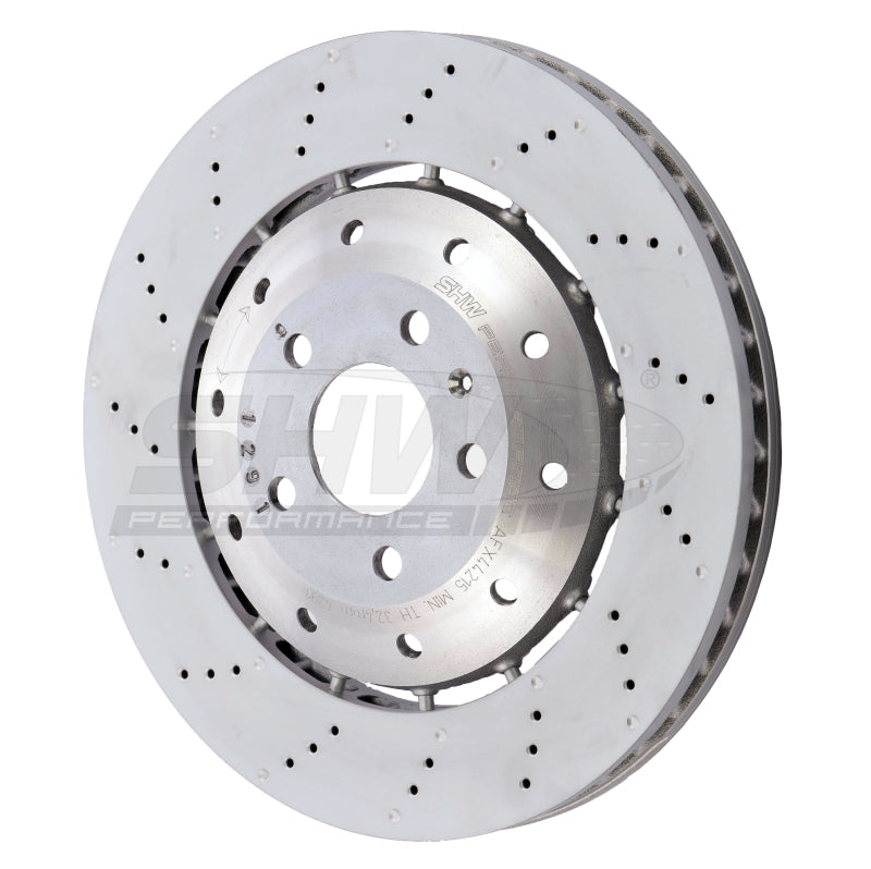 SHW 08-12 Audi R8 4.2L (Excl Ceramic Brakes) Front Drilled-Dimpled Lightweight Brake Rotor
