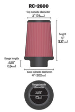 Load image into Gallery viewer, K&amp;N Universal Chrome Filter .625in Flange L x 4in Base OD x 3in Top OD x 5in H