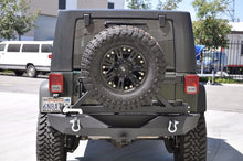 Load image into Gallery viewer, DV8 Offroad 07-18 Jeep Wrangler JK Rear Aluminum Bumper w/ Tire Carrier - Black
