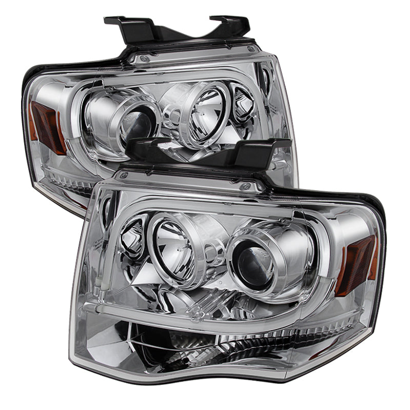 Spyder Ford Expedition 07-13 Projector Headlights Light Tube DRL Chrm PRO-YD-FE07-LTDRL-C