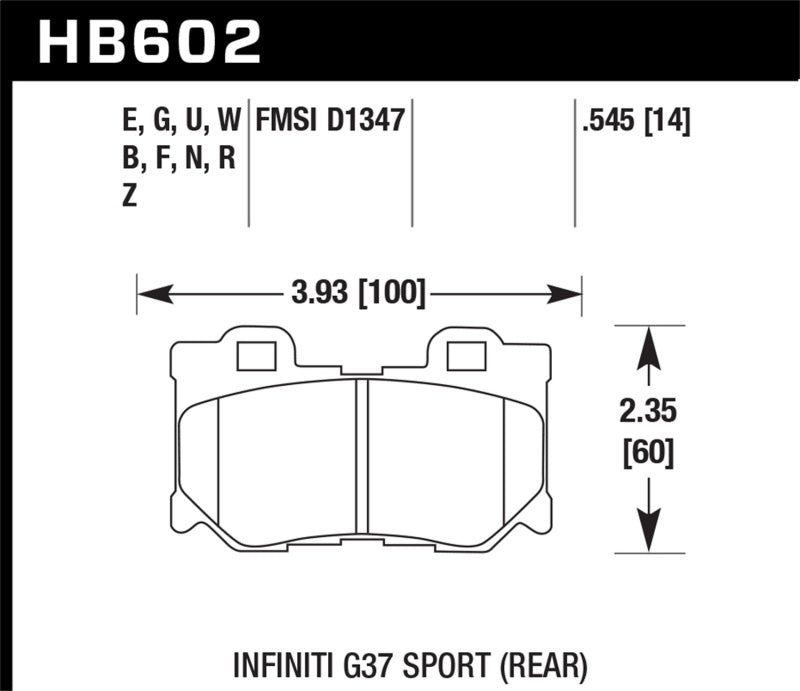 Hawk 10-12 Infiniti FX50 / 09-12 G37 / 09-13 Nissan 370Z DTC-30 Race Rear Brake Pads
