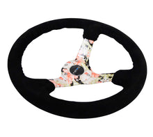 Load image into Gallery viewer, NRG Reinforced Steering Wheel (350mm / 3in. Deep) Blk Suede Floral Dipped w/ Blk Baseball Stitch