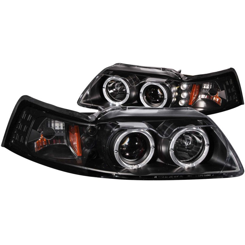 ANZO 1999-2004 Ford Mustang Projector Headlights Black G2 (Dual Projector)