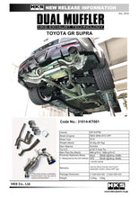 Load image into Gallery viewer, HKS 2019+ Toyota GR Supra w/o OPF Dual Hi-Power Titanium Tip Catback Exhaust