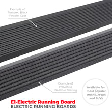 Load image into Gallery viewer, Go Rhino 21-23 Ford Bronco 4dr E-BOARD E1 Electric Running Board Kit (No Drill) - Bedliner Coating