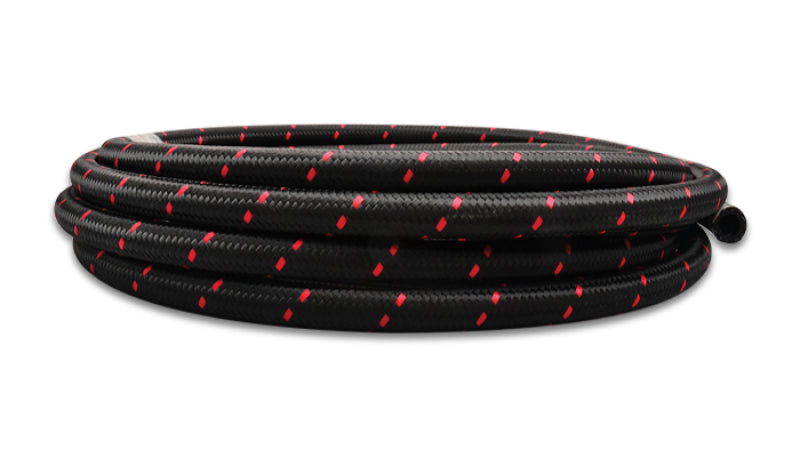 Vibrant -4 AN Two-Tone Black/Red Nylon Braided Flex Hose (2 foot roll)