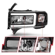 Load image into Gallery viewer, ANZO 94-02 Dodge RAM Crystal Headlight - w/ Light Bar Black Housing