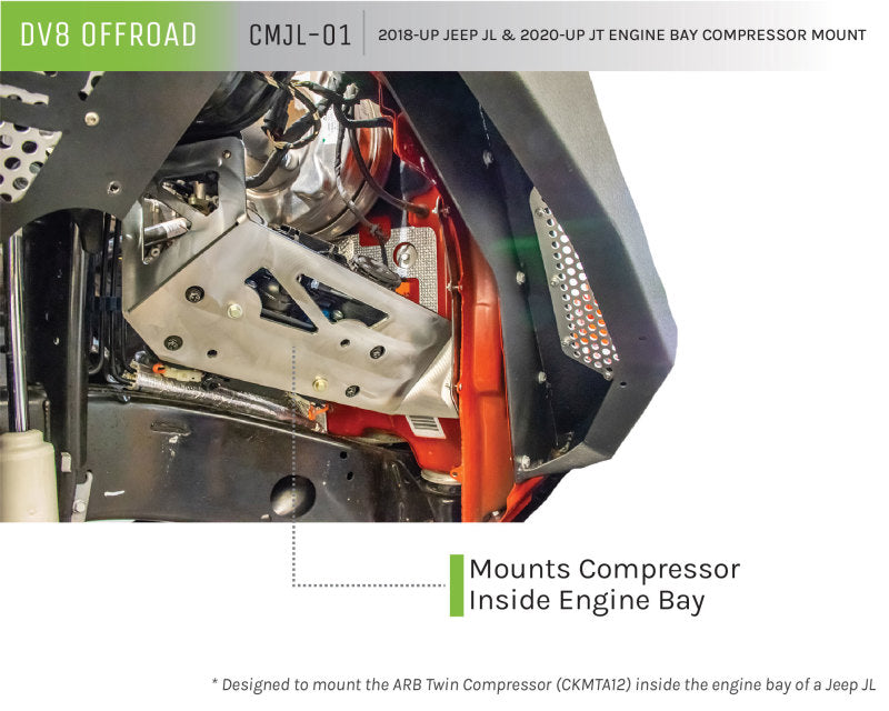 DV8 Offroad 2018+ Jeep JL / JT Engine Bay Compressor Mount