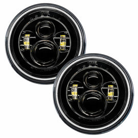 Oracle 7in High Powered LED Headlights - Black Bezel - Red