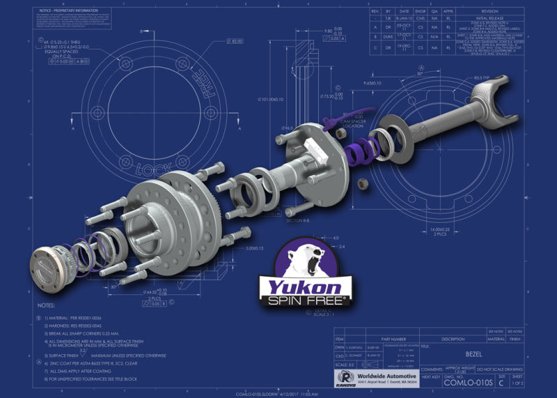 Yukon Gear Spin Free Locking Hub Conv Kit For Dana 30 & Dana 44 TJ / XJ / YJ / 27 Spline / 5 X 4.5in