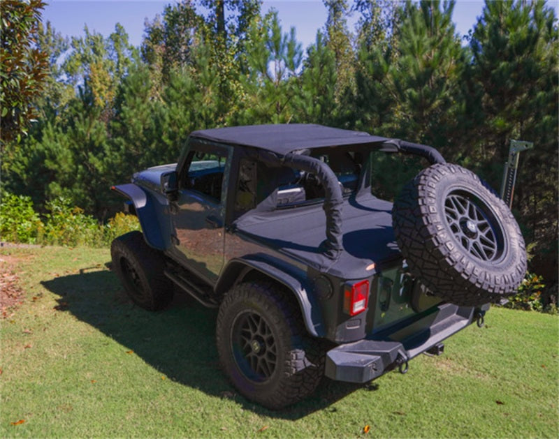 Bushwacker 07-18 Jeep Wrangler JK 4-Door Trail Armor Twill Flat Back Soft Top - Black