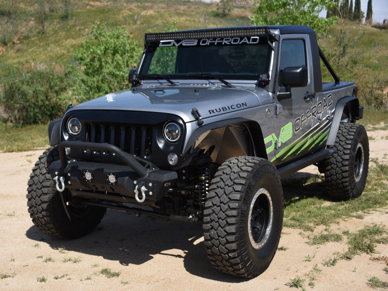 DV8 Offroad 07-18 Jeep Wrangler JK/JL FS-11 Stubby Mid Length Steel Front Bumper w/ Winch Plate